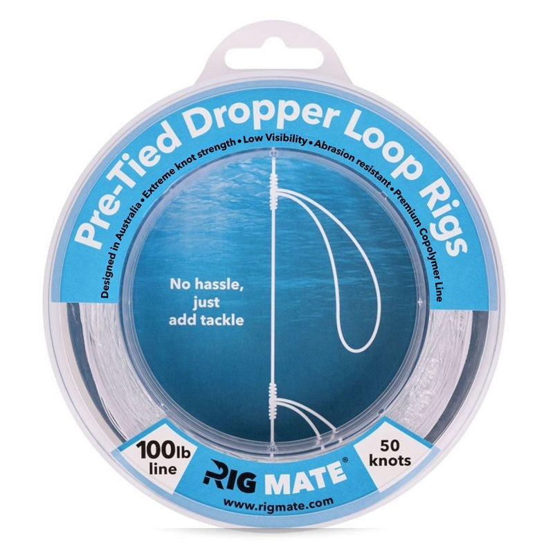 Rig Mate 100lb pre-tied dropper loop rig spool - front view