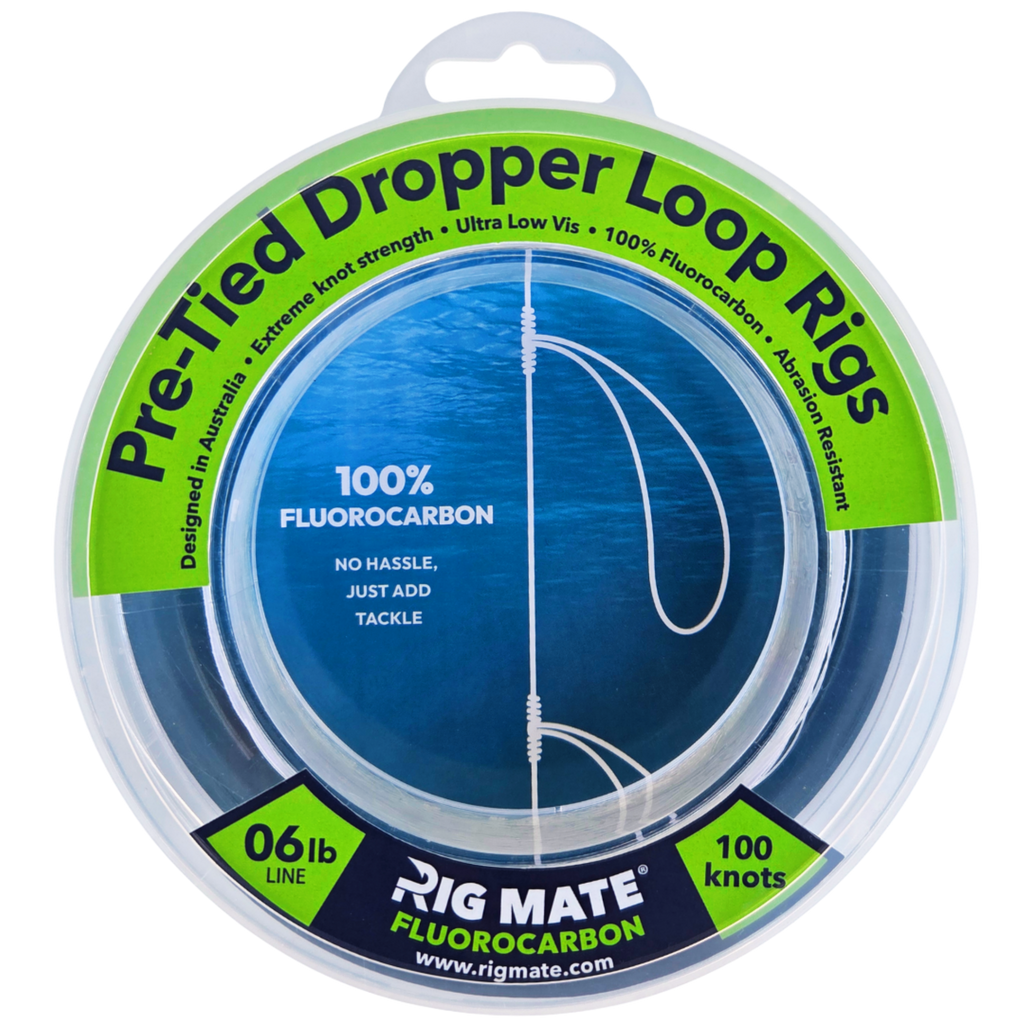 Rig Mate 06lb fluorocarbon pre-tied dropper loop rig spool - front view