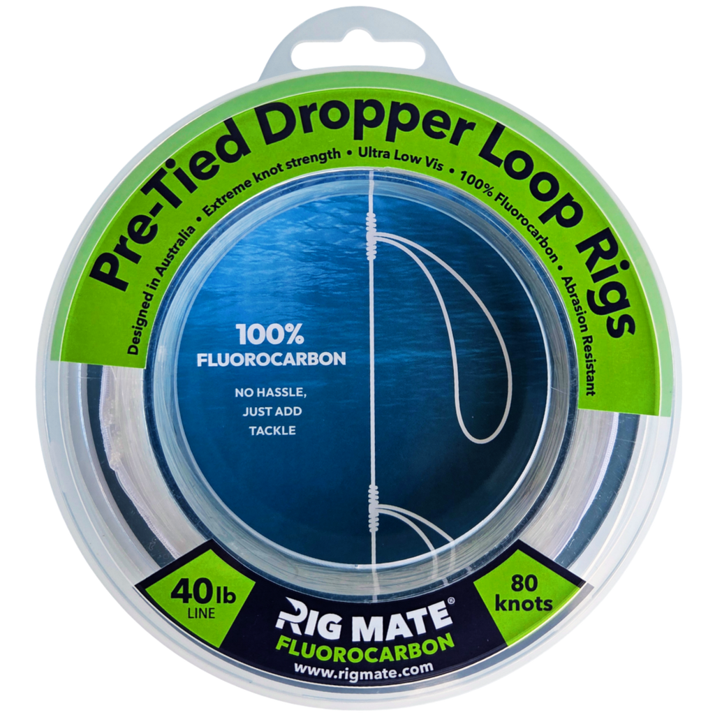 Rig Mate 40lb fluorocarbon pre-tied dropper loop rig spool - front view