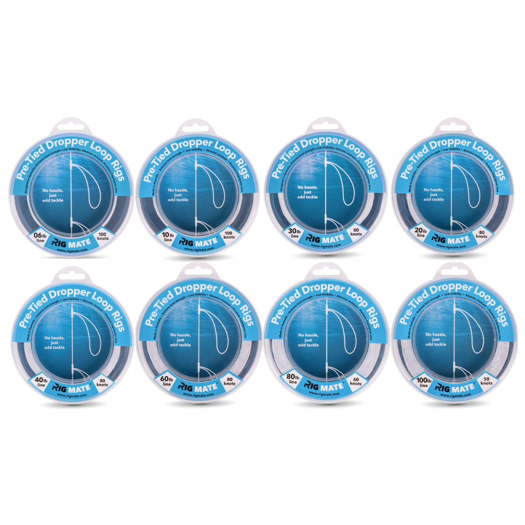 06 lb, 10 lb, 20 lb, 30 lb, 40 lb, 60 lb, 80 lb, 100 lb Bundle | Pre-Tied Dropper Loop Rigs